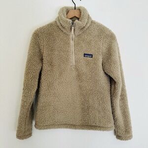 Patagonia Fleece Pullover Jacket Womens Small Tan 1/4 Zip Los Gatos Deep Pile